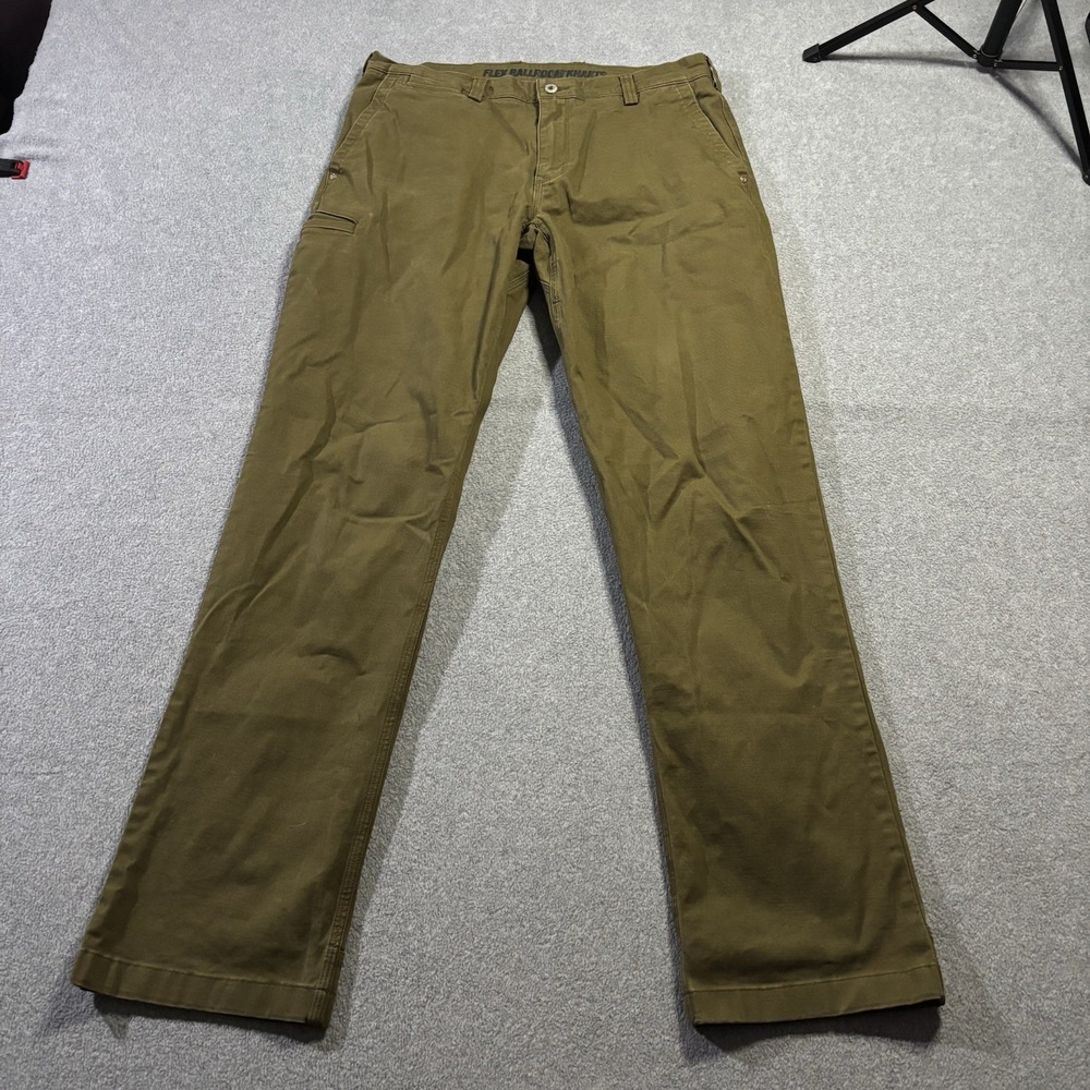 Duluth Trading Co Men's Flex Ballroom Khaki Pants Relaxed Fit Olive Green 35x34